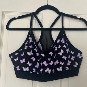 Butterfly Print Black Bralette